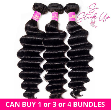 So Stuck Up Hair Brazilian Loose Deep Wave Bundles Curly Human Hair Extensions 1 3 4 Bundles Natural Color 8 To 26 Remy Hair Weaving