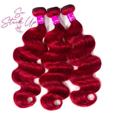 So Stuck Up Hair Colored Brazilian Hair Weave Bundles Burgundy Remy Body Wave Bundles 1/3/4 Pieces Red Human Hair Extensions