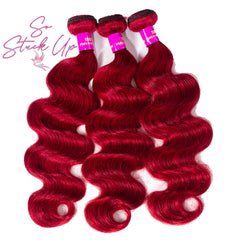 So Stuck Up Hair Colored Brazilian Hair Weave Bundles Burgundy Remy Body Wave Bundles 1/3/4 Pieces Red Human Hair Extensions