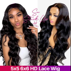 So Stuck Up Body Wave HD Transparent Lace Wig 4x4 6x6 Lace Closure Wig Remy Brazilian Human Hair Wigs For Women 5x5 Lace Closure Wig