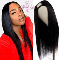 So Stuck Up Hair U Part Brazilian Straight Human Hair Glueless Wig For Black Women 150 Density Pre Plucked Wig Remy Hair