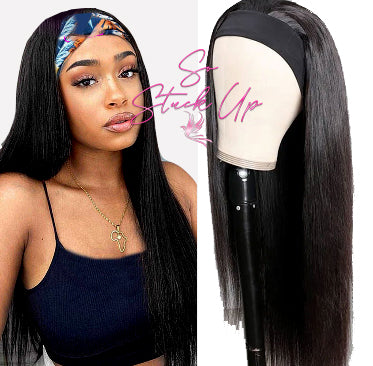 So Stuck Up Straight Human Hair Wigs Brazilian Remy 150% Density Headband Wigs Glueless None Lace Frontal Headband Wig For Women