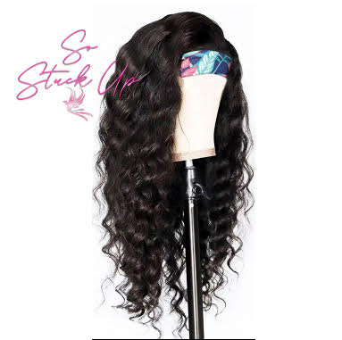 So Stuck Up Loose Deep Wave Headband Wig Brazilian Remy Human Hair Wigs 150% Density Glueless None Lace Frontal Wigs For Black Women